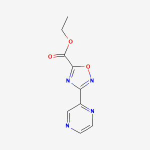 molecular formula C9H8N4O3 B1416133 Ethyl 3-(pyrazin-2-yl)-1,2,4-oxadiazole-5-carboxylate CAS No. 1105190-97-3