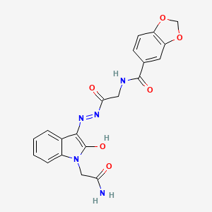 molecular formula C20H17N5O6 B14161628 N-(2-{(2Z)-2-[1-(2-amino-2-oxoethyl)-2-oxo-1,2-dihydro-3H-indol-3-ylidene]hydrazinyl}-2-oxoethyl)-1,3-benzodioxole-5-carboxamide CAS No. 364339-99-1