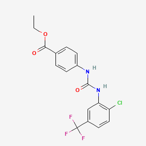 molecular formula C17H14ClF3N2O3 B14161671 Ethyl 4-[[2-chloro-5-(trifluoromethyl)phenyl]carbamoylamino]benzoate CAS No. 76393-32-3