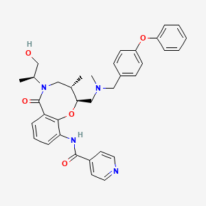 molecular formula C35H38N4O5 B14162456 N-[(2S,3S)-5-[(2S)-1-hydroxypropan-2-yl]-3-methyl-2-[[methyl-[(4-phenoxyphenyl)methyl]amino]methyl]-6-oxo-3,4-dihydro-2H-1,5-benzoxazocin-10-yl]-4-pyridinecarboxamide 