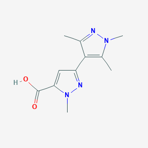 molecular formula C11H14N4O2 B1416260 1,1',3',5'-tetramethyl-1H,1'H-3,4'-bipyrazole-5-carboxylic acid CAS No. 1170910-12-9