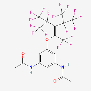 molecular formula C19H11F17N2O3 B14162655 Benzene-1,3-diamine, N,N-diacetyl-5-[3,4,4,4-tetrafluoro-2-(1,2,2,2-tetrafluoro-1-trifluoromethylethyl)-1,3-di(trifluoromethyl)-1-butenyloxy]- CAS No. 150225-65-3