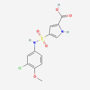 molecular formula C12H11ClN2O5S B1416374 4-[(3-chloro-4-methoxyphenyl)sulfamoyl]-1H-pyrrole-2-carboxylic acid CAS No. 1036518-53-2