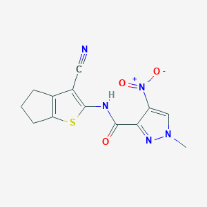 molecular formula C13H11N5O3S B14163755 N-(3-cyano-5,6-dihydro-4H-cyclopenta[b]thiophen-2-yl)-1-methyl-4-nitropyrazole-3-carboxamide CAS No. 354577-14-3