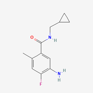 molecular formula C12H15FN2O B1416378 5-Amino-N-cyclopropylmethyl-4-fluoro-2-methylbenzamide CAS No. 1852024-01-1