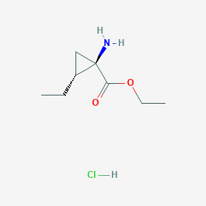 molecular formula C8H16ClNO2 B1416381 Ethyl (1R,2R)-1-amino-2-ethylcyclopropanecarboxylate hydrochloride CAS No. 1007230-91-2