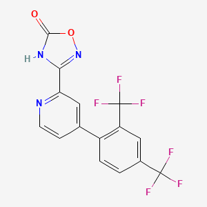 molecular formula C15H7F6N3O2 B1416428 3-[4-(2,4-Bis-trifluoromethylphenyl)-pyridin-2-yl]-4H-[1,2,4]oxadiazol-5-one CAS No. 1219453-96-9