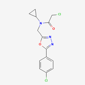 molecular formula C14H13Cl2N3O2 B1416466 2-氯-N-{[5-(4-氯苯基)-1,3,4-噁二唑-2-基]甲基}-N-环丙基乙酰胺 CAS No. 1087791-94-3