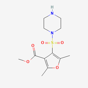 molecular formula C12H18N2O5S B1416488 Methyl 2,5-dimethyl-4-(piperazine-1-sulfonyl)furan-3-carboxylate CAS No. 1087792-63-9