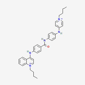 molecular formula C35H39N5O+2 B14164966 Quinolinium, 1-butyl-4-((4-(((4-((1-butylpyridinium-4-yl)amino)phenyl)amino)carbonyl)phenyl)amino)- CAS No. 88837-66-5