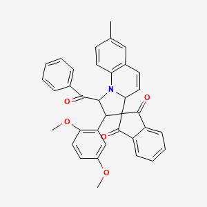 molecular formula C36H29NO5 B14164996 2'-(2,5-dimethoxyphenyl)-7'-methyl-1'-(phenylcarbonyl)-1',2'-dihydro-3a'H-spiro[indene-2,3'-pyrrolo[1,2-a]quinoline]-1,3-dione CAS No. 1217649-26-7
