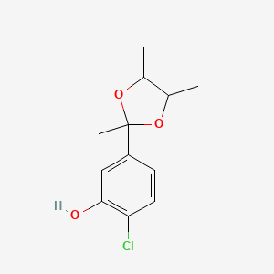 molecular formula C12H15ClO3 B14165045 2-Chloro-5-(2,4,5-trimethyl-1,3-dioxolan-2-yl)phenol CAS No. 85740-96-1
