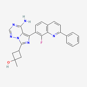 molecular formula C25H21FN6O B14165300 Cyclobutanol, 3-[4-amino-5-(8-fluoro-2-phenyl-7-quinolinyl)imidazo[5,1-f][1,2,4]triazin-7-yl]-1-methyl-, cis- 