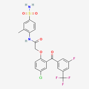 molecular formula C23H17ClF4N2O5S B14165472 Acetamide, N-(4-(aminosulfonyl)-2-methylphenyl)-2-(4-chloro-2-(3-fluoro-5-(trifluoromethyl)benzoyl)phenoxy)- CAS No. 329936-49-4