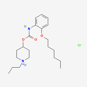 molecular formula C21H35ClN2O3 B14165485 Carbamic acid, (2-(hexyloxy)phenyl)-, 1-propyl-4-piperidinyl ester, monohydrochloride CAS No. 105384-05-2