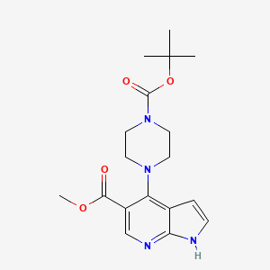 molecular formula C18H24N4O4 B14165495 methyl 4-(4-(tert-butoxycarbonyl)piperazin-1-yl)-1H-pyrrolo[2,3-b]pyridine-5-carboxylate 
