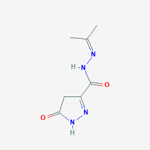 molecular formula C7H10N4O2 B14165543 5-oxo-N-(propan-2-ylideneamino)-1,4-dihydropyrazole-3-carboxamide CAS No. 406476-79-7