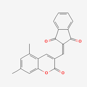 molecular formula C21H14O4 B1416568 2-[(5,7-dimethyl-2-oxo-2H-chromen-3-yl)methylene]-1H-indene-1,3(2H)-dione CAS No. 1020252-45-2
