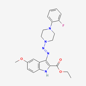 molecular formula C22H24FN5O3 B14165694 ethyl 3-{(E)-[4-(2-fluorophenyl)piperazin-1-yl]diazenyl}-5-methoxy-1H-indole-2-carboxylate CAS No. 890092-91-8