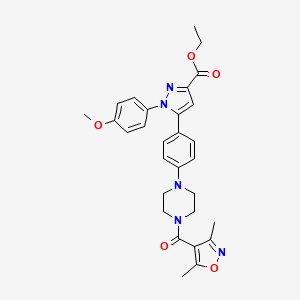 molecular formula C29H31N5O5 B14165706 ethyl 5-(4-(4-(3,5-dimethylisoxazole-4-carbonyl)piperazin-1-yl)phenyl)-1-(4-methoxyphenyl)-1H-pyrazole-3-carboxylate 