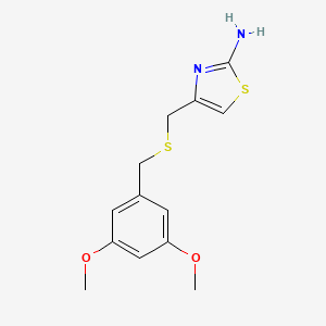 molecular formula C13H16N2O2S2 B1416581 4-{[(3,5-Dimethoxybenzyl)thio]methyl}-1,3-thiazol-2-amine CAS No. 1019111-59-1
