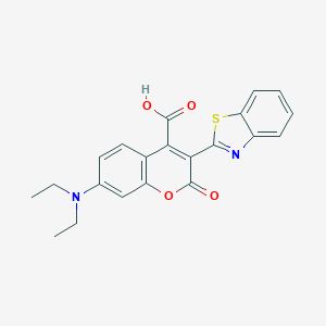 molecular formula C21H18N2O4S B141659 3-(2-Benzothiazolyl)-7-(diethylamino)coumarin-4-carboxylic acid CAS No. 136997-14-3