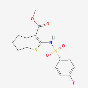 molecular formula C15H14FNO4S2 B14165991 methyl 2-[(4-fluorophenyl)sulfonylamino]-5,6-dihydro-4H-cyclopenta[b]thiophene-3-carboxylate CAS No. 6918-21-4