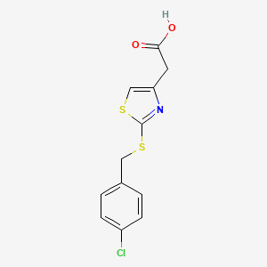 molecular formula C12H10ClNO2S2 B1416613 {2-[(4-Chlorobenzyl)thio]-1,3-thiazol-4-yl}acetic acid CAS No. 914206-02-3
