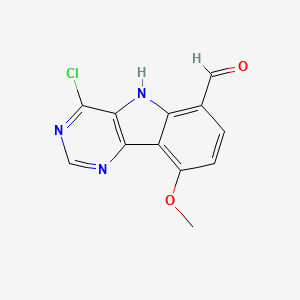 molecular formula C12H8ClN3O2 B14166437 4-chloro-9-methoxy-5H-pyrimido[5,4-b]indole-6-carbaldehyde CAS No. 848061-61-0