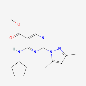 molecular formula C17H23N5O2 B14166534 Ethyl 4-(cyclopentylamino)-2-(3,5-dimethylpyrazol-1-yl)pyrimidine-5-carboxylate CAS No. 958940-17-5
