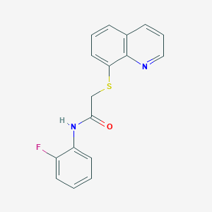 molecular formula C17H13FN2OS B14166797 N-(2-fluorophenyl)-2-quinolin-8-ylsulfanylacetamide CAS No. 303065-48-7