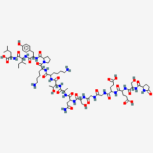 molecular formula C74H117N19O27 B14167046 H-DL-Pyr-DL-Ser-DL-Glu-DL-Glu-Gly-Gly-DL-Ser-DL-Asn-DL-Ala-DL-xiThr-DL-Lys-DL-Lys-DL-Pro-DL-Tyr-DL-xiIle-DL-Leu-OH 