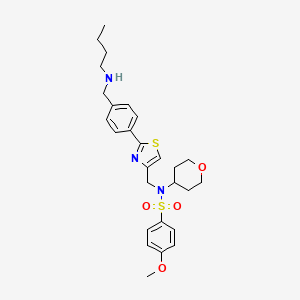molecular formula C27H35N3O4S2 B14167078 Benzenesulfonamide, N-[[2-[4-[(butylamino)methyl]phenyl]-4-thiazolyl]methyl]-4-methoxy-N-(tetrahydro-2H-pyran-4-yl)- 