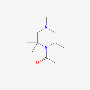 molecular formula C11H22N2O B14167401 Piperazine, 1-propionyl-2,2,4,6-tetramethyl- CAS No. 4177-42-8