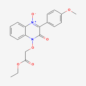 molecular formula C19H18N2O6 B14167426 ethyl {[3-(4-methoxyphenyl)-4-oxido-2-oxoquinoxalin-1(2H)-yl]oxy}acetate CAS No. 4647-16-9