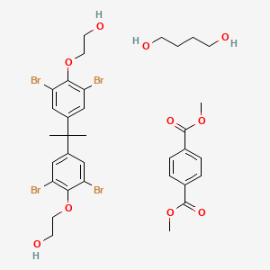 molecular formula C33H40Br4O10 B14167441 Butane-1,4-diol;2-[2,6-dibromo-4-[2-[3,5-dibromo-4-(2-hydroxyethoxy)phenyl]propan-2-yl]phenoxy]ethanol;dimethyl benzene-1,4-dicarboxylate 