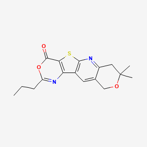 molecular formula C17H18N2O3S B14167576 5,5-dimethyl-13-propyl-6,14-dioxa-17-thia-2,12-diazatetracyclo[8.7.0.03,8.011,16]heptadeca-1(10),2,8,11(16),12-pentaen-15-one CAS No. 708291-49-0