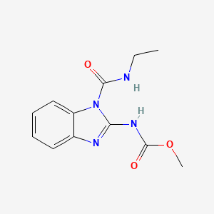 molecular formula C12H14N4O3 B14167725 Carbamic acid, (1-((ethylamino)carbonyl)-1H-benzimidazol-2-yl)-, methyl ester CAS No. 75673-30-2