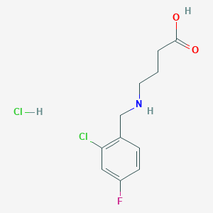 molecular formula C11H14Cl2FNO2 B1416789 4-{[(2-Chloro-4-fluorophenyl)methyl]amino}butanoic acid hydrochloride CAS No. 1172779-62-2