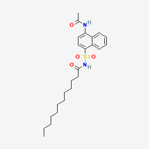 molecular formula C24H34N2O4S B14167930 N-((4-Acetamido-1-naphthyl)sulfonyl)dodecanamide CAS No. 3818-72-2
