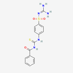 molecular formula C15H15N5O3S2 B14168018 N-[[4-(diaminomethylideneamino)sulfonylphenyl]carbamothioyl]benzamide CAS No. 416890-35-2