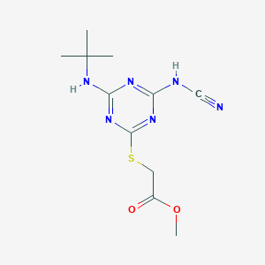 molecular formula C11H16N6O2S B14168054 Methyl 2-[[4-(tert-butylamino)-6-(cyanoamino)-1,3,5-triazin-2-yl]sulfanyl]acetate CAS No. 77177-78-7