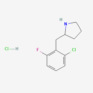 molecular formula C11H14Cl2FN B1416808 2-[(2-Chloro-6-fluorophenyl)methyl]pyrrolidine hydrochloride CAS No. 1172990-48-5