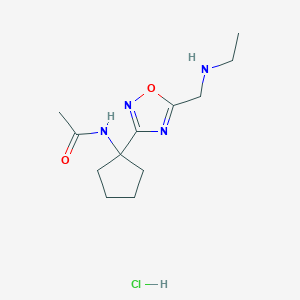molecular formula C12H21ClN4O2 B1416812 N-(1-{5-[(乙基氨基)甲基]-1,2,4-恶二唑-3-基}环戊基)乙酰胺盐酸盐 CAS No. 1171023-40-7