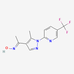molecular formula C12H11F3N4O B1416835 N-(1-{5-甲基-1-[5-(三氟甲基)吡啶-2-基]-1H-吡唑-4-基}乙叉基)羟胺 CAS No. 1019075-45-6