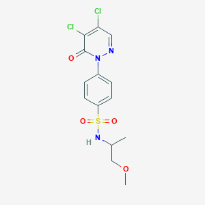 molecular formula C14H15Cl2N3O4S B1416836 4-(4,5-dichloro-6-oxo-1,6-dihydropyridazin-1-yl)-N-(1-methoxypropan-2-yl)benzene-1-sulfonamide CAS No. 1090393-42-2