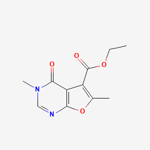 molecular formula C11H12N2O4 B1416851 ethyl 3,6-dimethyl-4-oxo-3H,4H-furo[2,3-d]pyrimidine-5-carboxylate CAS No. 1099963-42-4