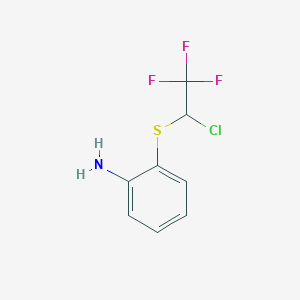 molecular formula C8H7ClF3NS B1416858 2-[(1-Chloro-2,2,2-trifluoroethyl)thio]aniline CAS No. 949259-77-2