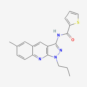 molecular formula C19H18N4OS B14168734 N-(6-methyl-1-propylpyrazolo[3,4-b]quinolin-3-yl)thiophene-2-carboxamide CAS No. 716331-07-6