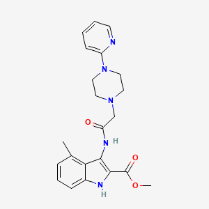 molecular formula C22H25N5O3 B14168853 Methyl 4-methyl-3-[[2-(4-pyridin-2-ylpiperazin-1-yl)acetyl]amino]-1H-indole-2-carboxylate CAS No. 5302-06-7